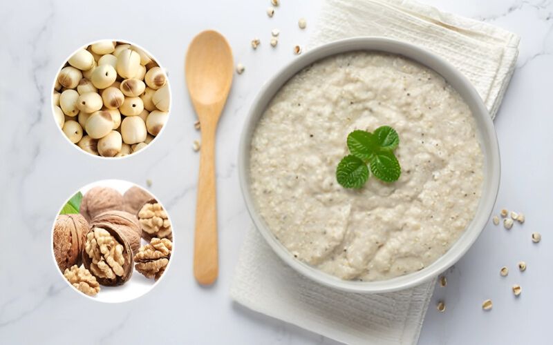 Cháo óc chó cho bé tập ăn với hạt sen