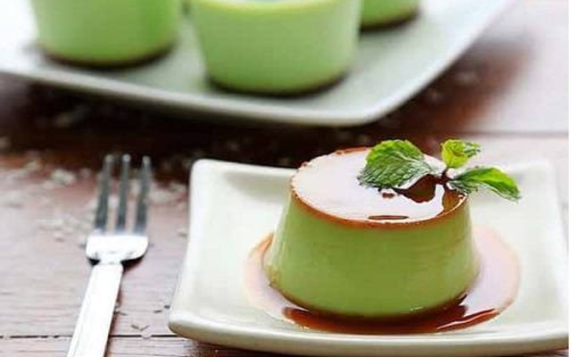 Công thức làm bánh flan lá dứa đẹp mắt