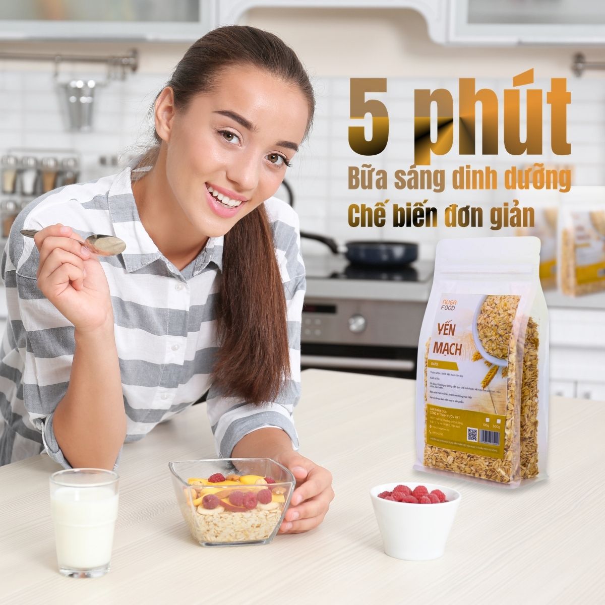 Yến Mạch Cán Dẹp Nugafood – Tinh Bột Chậm Hỗ Trợ Eat Clean & Kiểm Soát Calo (Túi 500g) - Ảnh 6