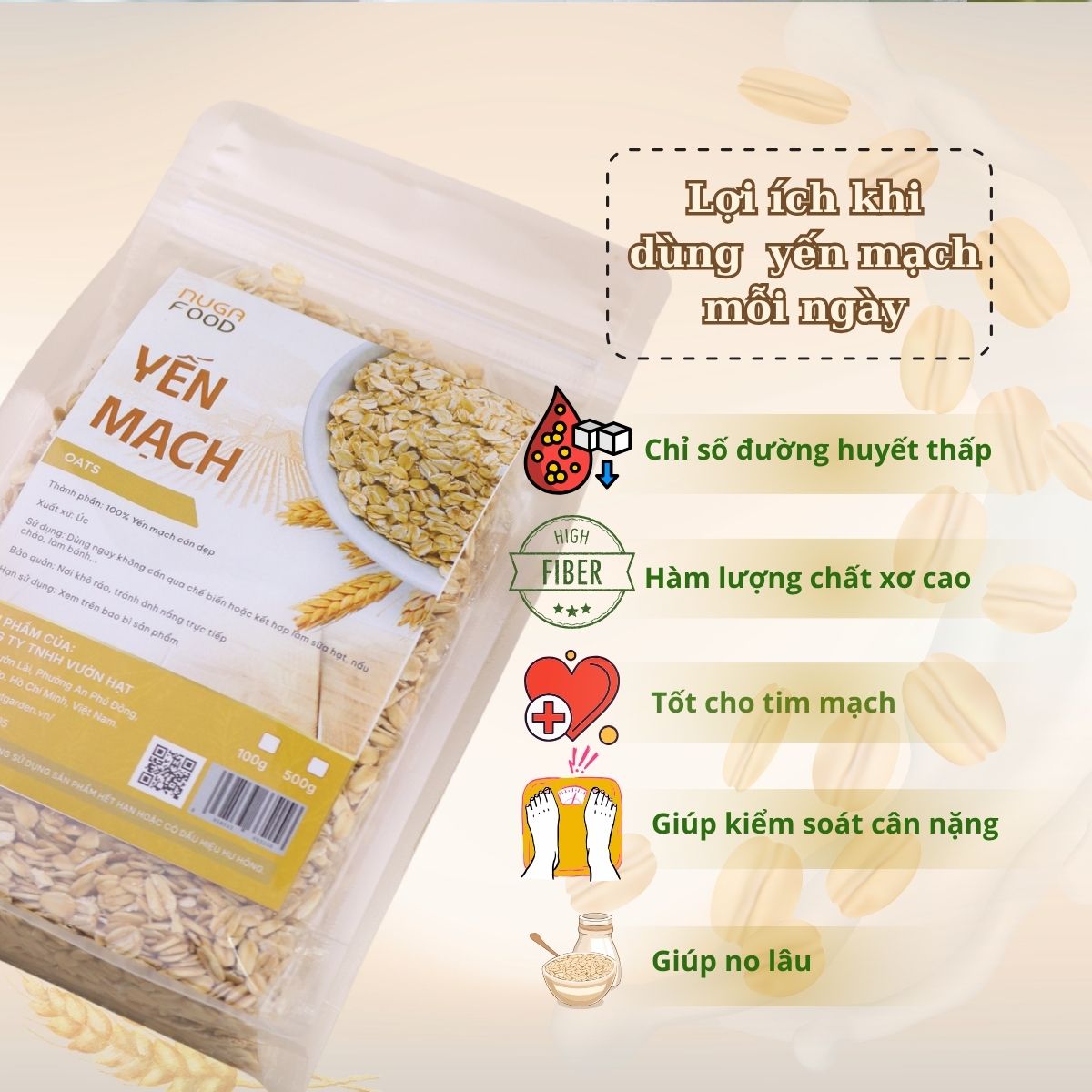 Yến Mạch Cán Dẹp Nugafood – Tinh Bột Chậm Hỗ Trợ Eat Clean & Kiểm Soát Calo (Túi 500g) - Ảnh 9