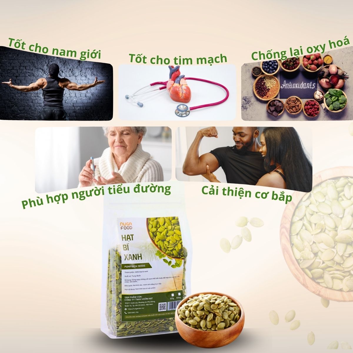 Hạt Bí Xanh NUGAFOOD , 200gr, Hạt Bí Tách Vỏ Rang Chín, Giàu Dinh Dưỡng, Ăn Vặt Healthy - Ảnh 7
