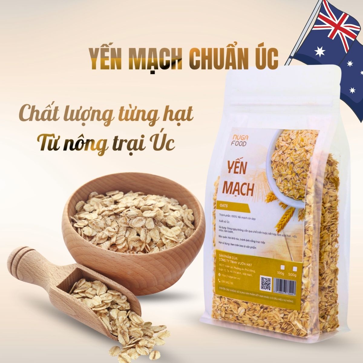 Yến Mạch Cán Dẹp Nugafood – Tinh Bột Chậm Hỗ Trợ Eat Clean & Kiểm Soát Calo (Túi 500g) - Ảnh 3