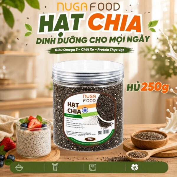 Hạt Chia NUGAFOOD Nhập Khẩu Ấn Độ – Giàu Omega 3, Giảm Cân, Eat Clean, Hạt Chia Dinh Dưỡng Hũ 250g