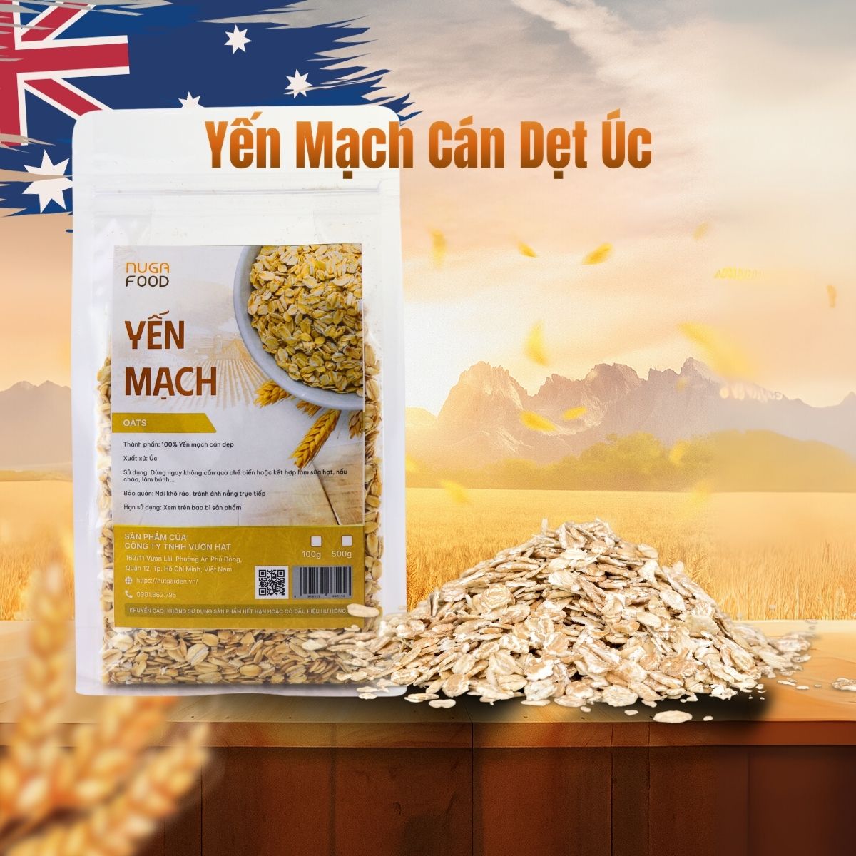 Combo 2 túi 400g hạt yến mạch cán dẹp nhập khẩu Úc NUGAFOOD, làm oatmeal, oatnight ăn kiêng - Ảnh 2