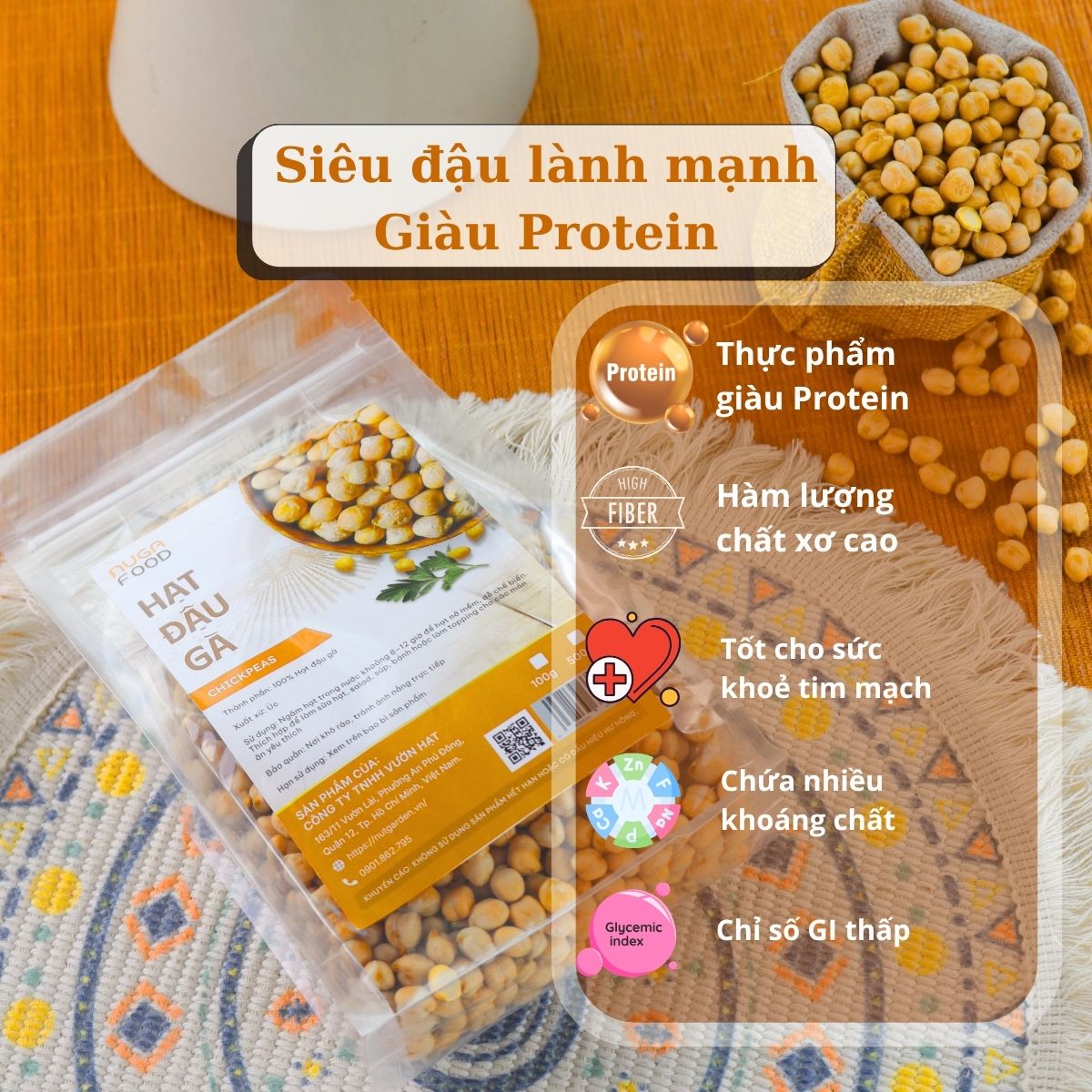 Combo 1kg hạt đậu gà khô NUGAFOOD, nhập khẩu Canada, Chickpeas nấu sữa, nấu cháo cho bé - Ảnh 4