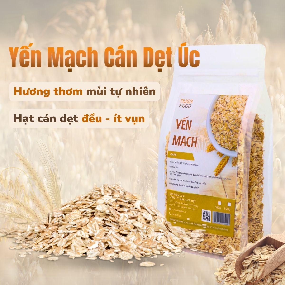 Combo 2 túi 400g hạt yến mạch cán dẹp nhập khẩu Úc NUGAFOOD, làm oatmeal, oatnight ăn kiêng - Ảnh 3