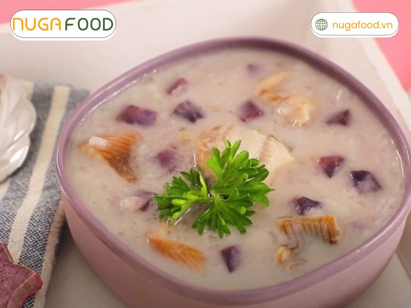 Cháo yến mạch khoai lang thơm ngon, ngọt thanh, tốt cho sức khỏe hệ miễn dịch bé