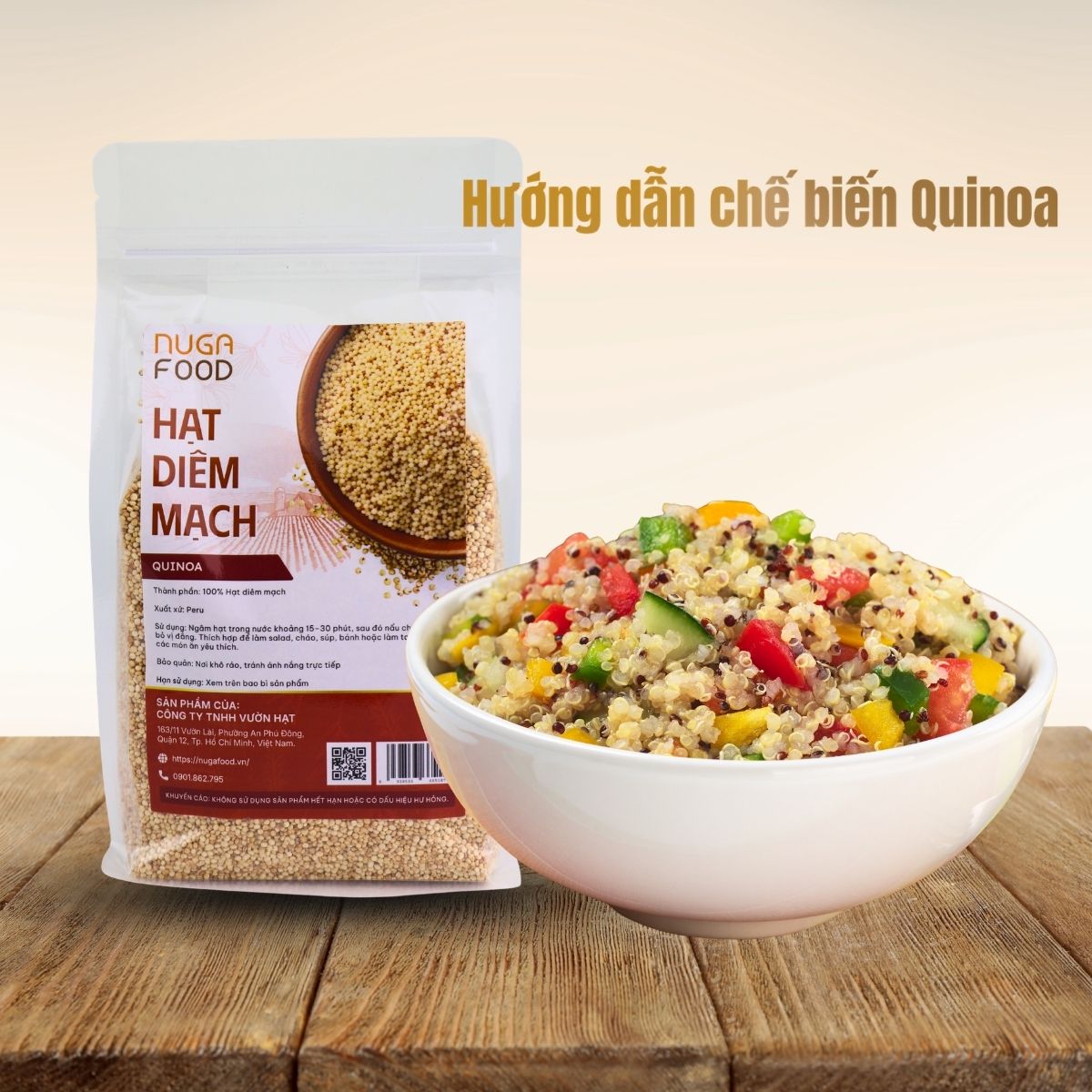 Hạt Quinoa Diêm Mạch Trắng Nugafood, Siêu Thực Phẩm Ăn Dặm & Eat Clean, Túi 500g - Ảnh 8
