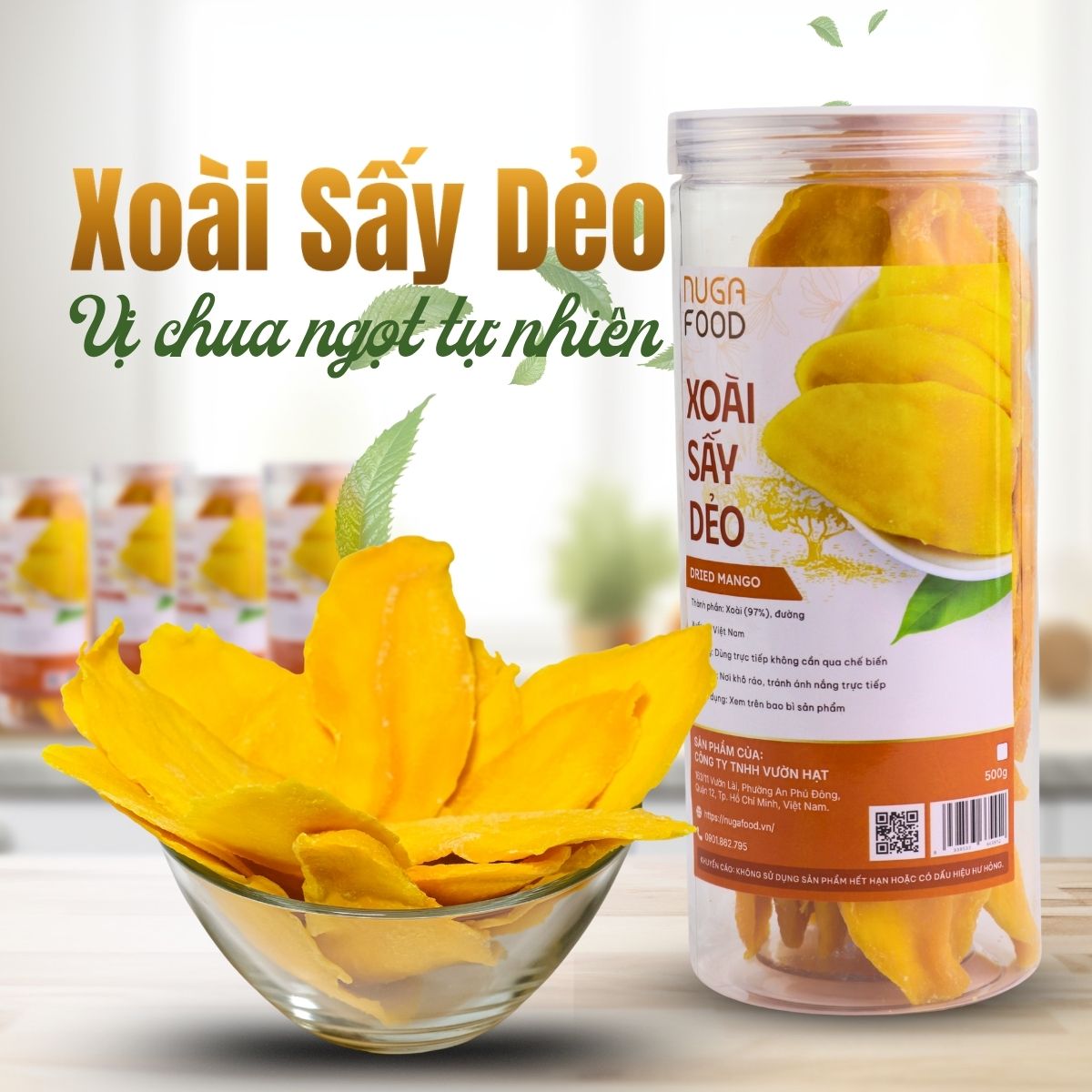 Xoài Sấy Dẻo Nugafood – Lát Dày, Dẻo Mềm, Vị Chua Ngọt Tự Nhiên (Hũ 200g) - Ảnh 2