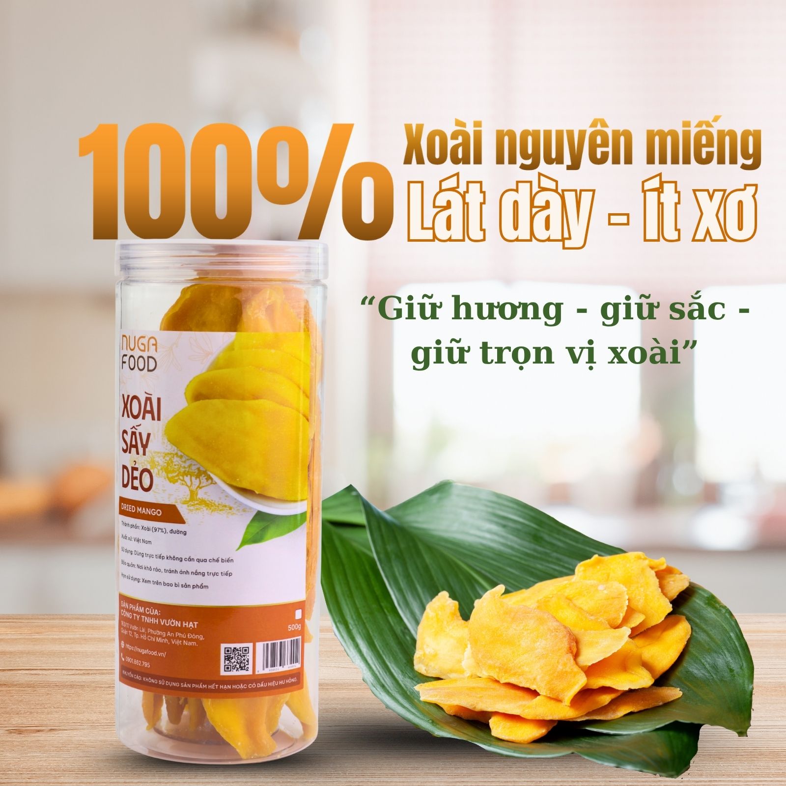 Xoài Sấy Dẻo Nugafood – Lát Dày, Dẻo Mềm, Vị Chua Ngọt Tự Nhiên (Hũ 200g) - Ảnh 4